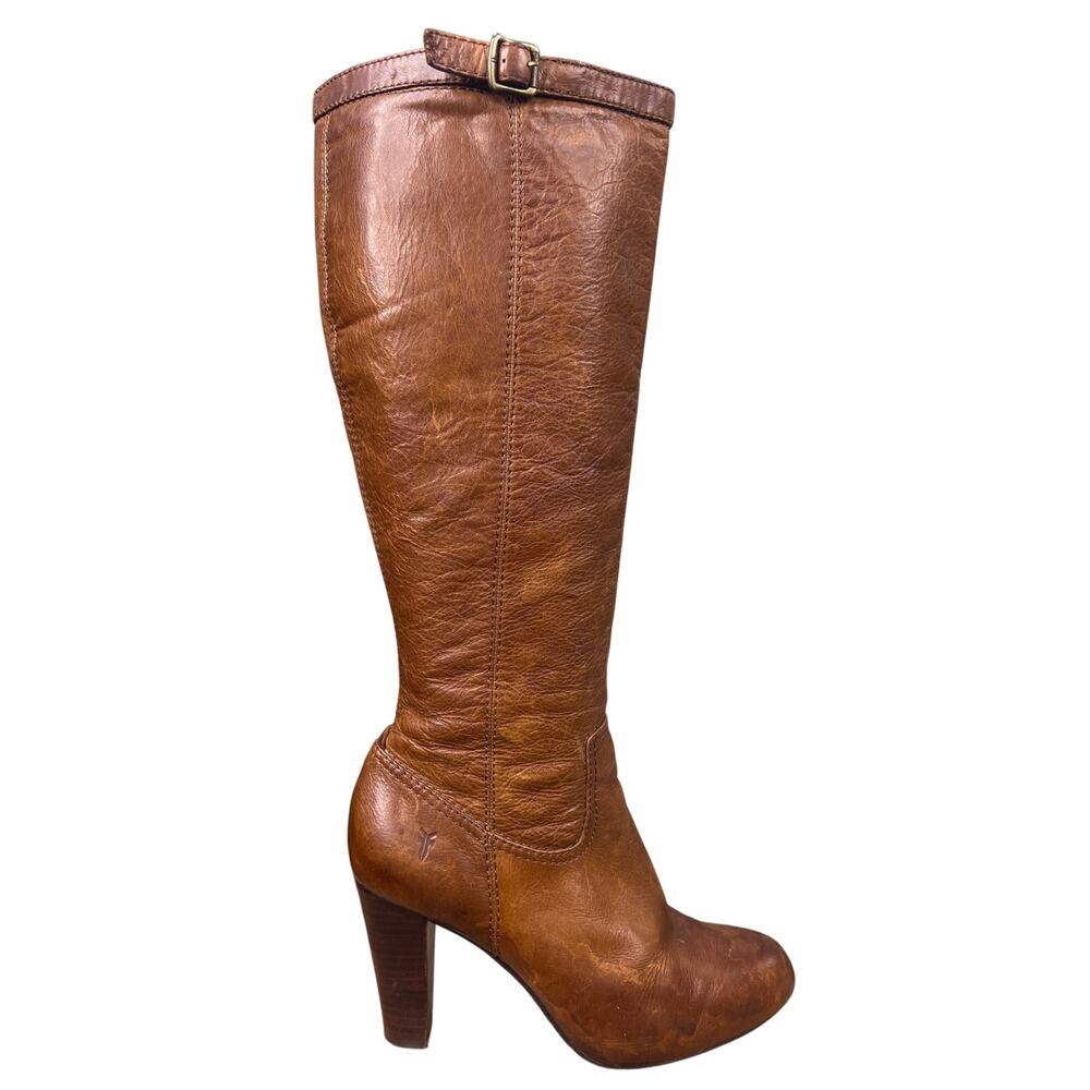 Frye Women’s Melissa Zip Brown Leather Riding Boot Size US 8.5